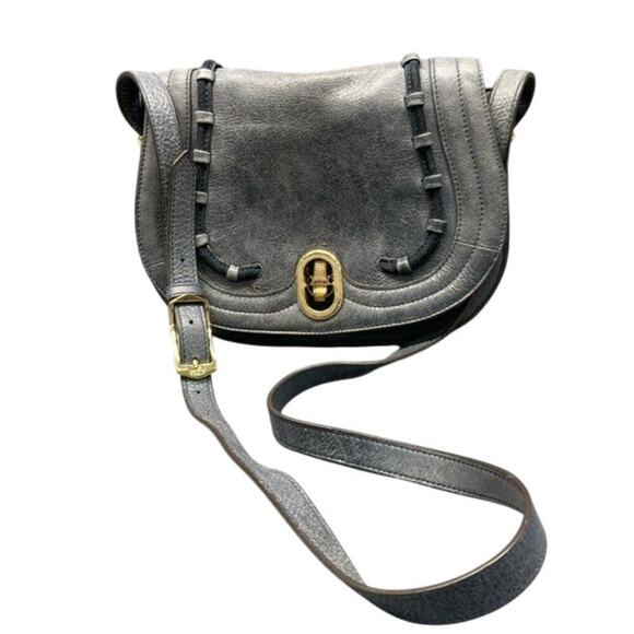Aimee‎ Kestenberg Midnight Navy Gray Leather Crossbody Saddle Bag  $248 - Picture 1 of 6